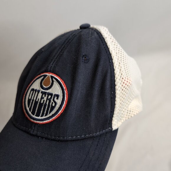 Official NHL Edmonton Oilers Men's Blue/White Mesh Cap, Small/Medium - Picture 2 of 5